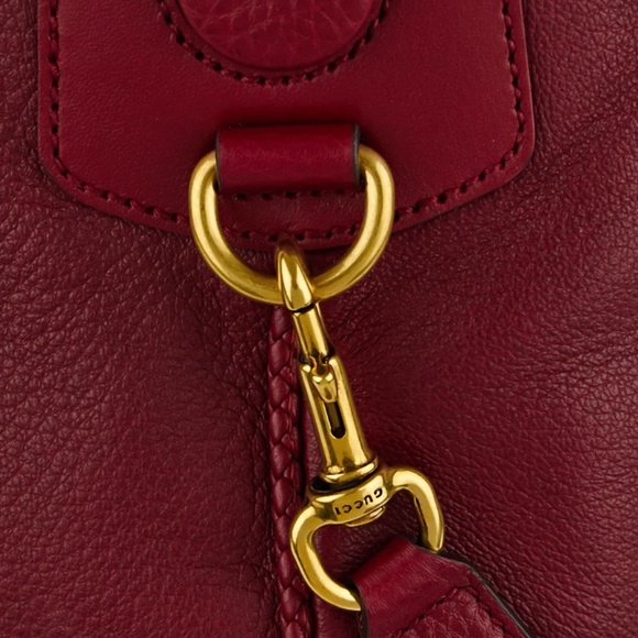 Gucci Red Deer Leather Hip Bamboo Handbag Bordeaux Large Soft Shoulder Tote Bag - Picture 4 of 16